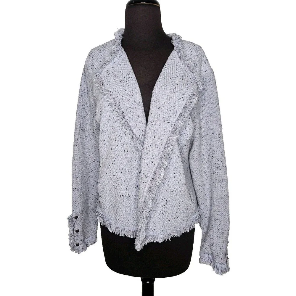 NIC + ZOE Fringe Mix Knit Blazer Jacket XXL Career Workwear Blue